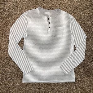 Grey Striped Abercrombie QuarterButton Long Sleeve